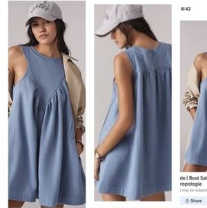 New Anthropologie Daily Practice Blue Halter Sundress Mini XXS